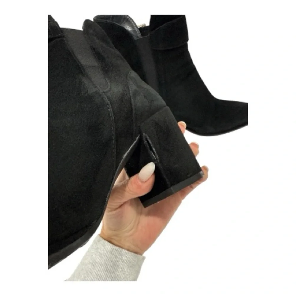 Stuart Weitzman Black Ankle Booties with Gold Zipper